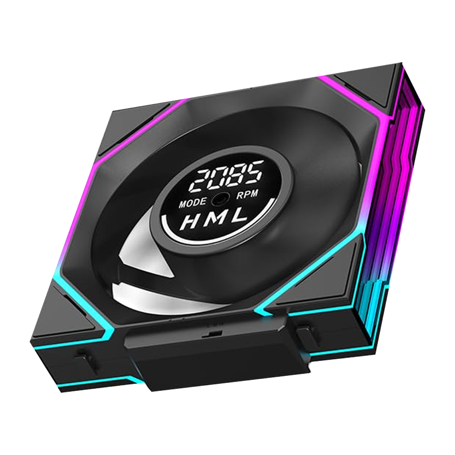 JUNGLE LEOPARD Interstellar Digital Fan V4 120mm Case Fan Black, Computer Cooling PC ARGB CPU Cooler Daisy Chain Fan - مروحة