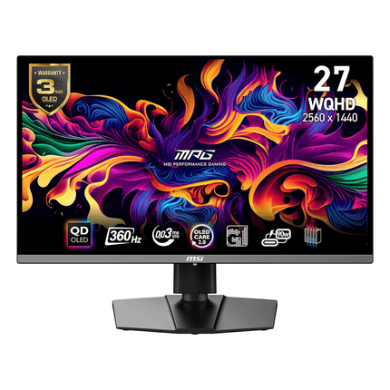 MSI MPG 271QRX QD-OLED، شاشة ألعاب OLED مقاس 27 بوصة، 2560 × 1440 (QHD)، زمن استجابة OLED 0.03 مللي ثانية، 360 هرتز - شاشة العاب أسطوريه