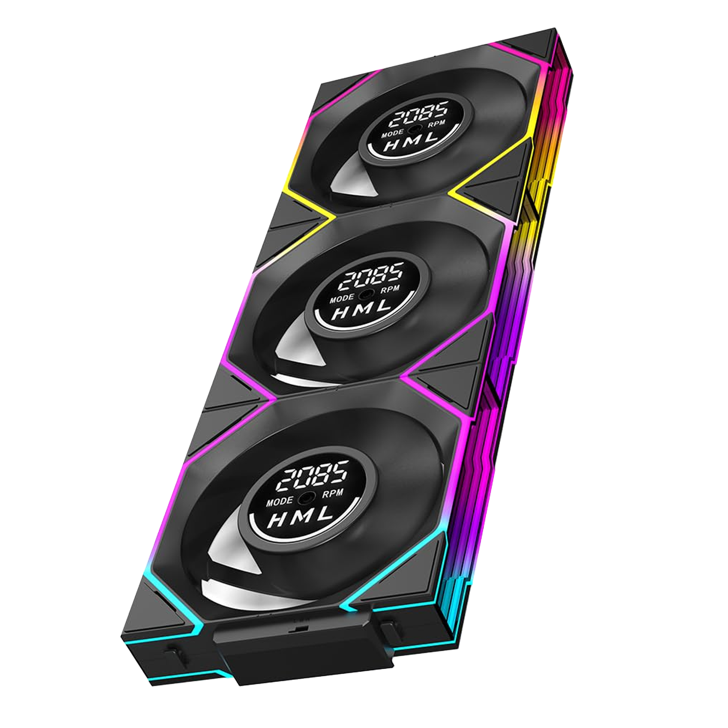 Jungle Leopard Interstellar Digital Fan V4 120mm Case Fan Black-3Pack, Computer Cooling PC ARGB CPU Cooler Daisy Chain Fan - مراوح تبريد مع شاشه