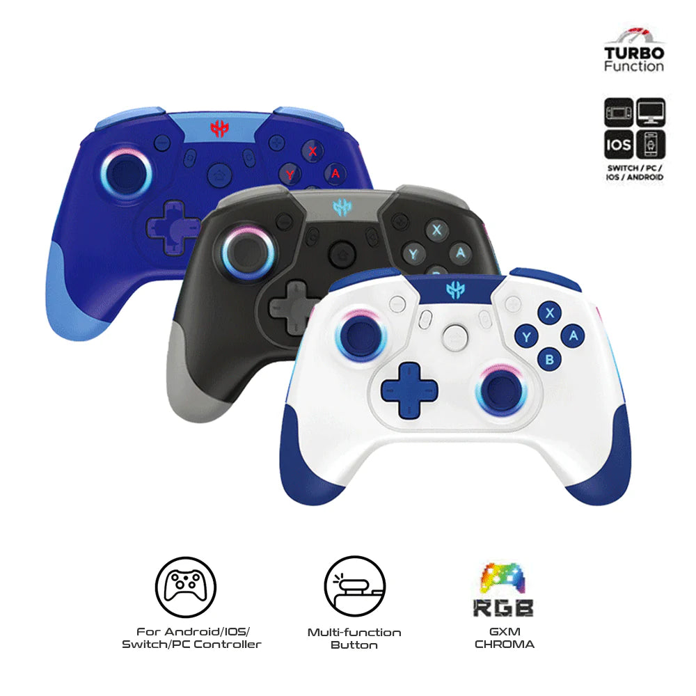 GXM Alpha Pro Wireless Controller RGB, 6-Axis Drive, Wired & Wireless Connectivity For Nintendo Switch/Android/IOS/PC Black - وحدة تحكم