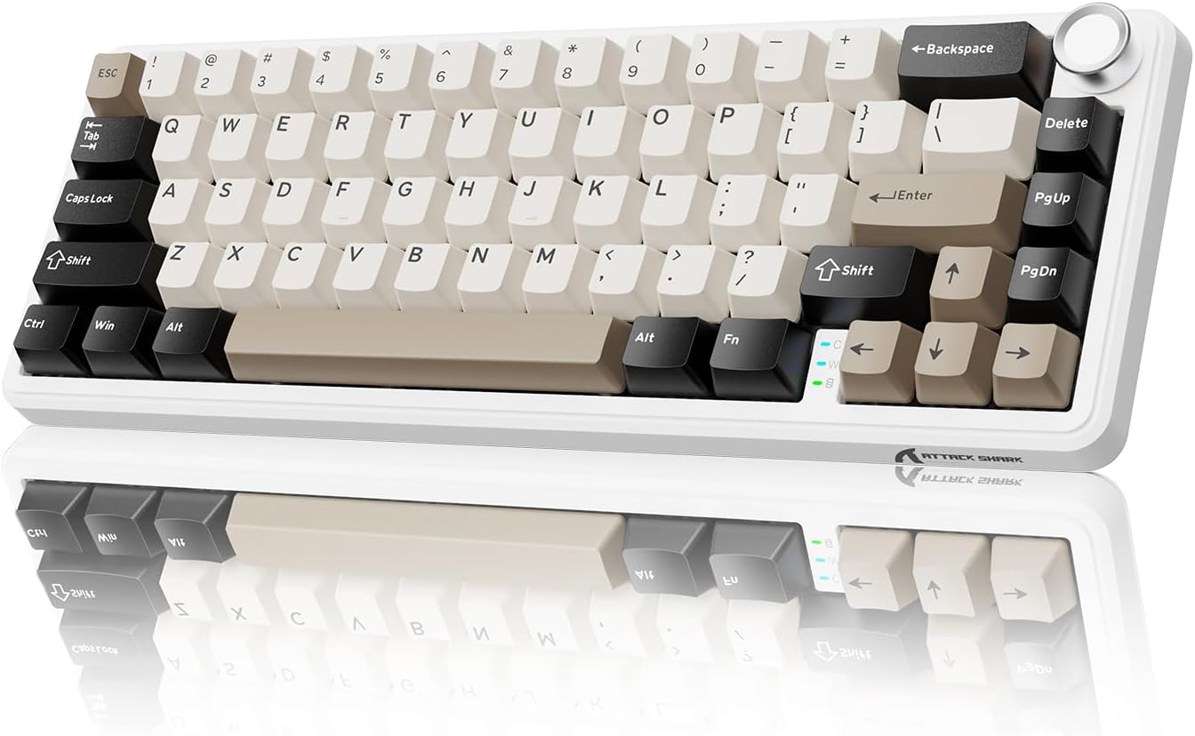 Attack Shark X66 Wireless Mechanical Gaming Keyboard RGB 3 Mode – Cheese White - كايبورد قيمينغ وايرلس