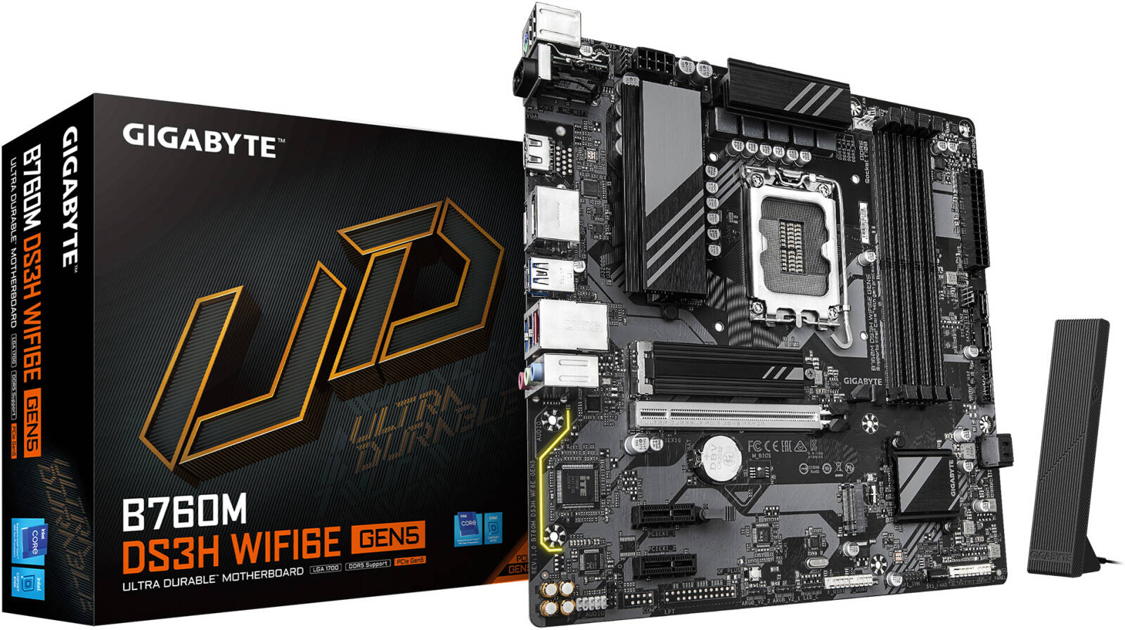 GIGABYTE B760M DS3H WIFI6E GEN5 LGA 1700 Micro ATX Motherboard, Intel B760 Chipset DDR5 WIFI 6E & BT 5.3 - لوحه ام