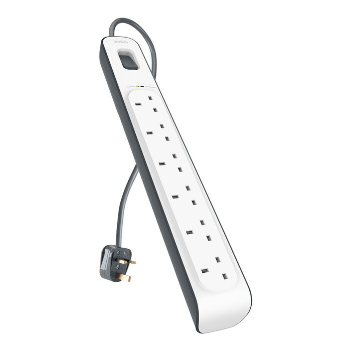 Belkin 6 Way Surge Protection Strip with 2M Power Cord - موزع كهربه 6 في 1 مع نضام أمان