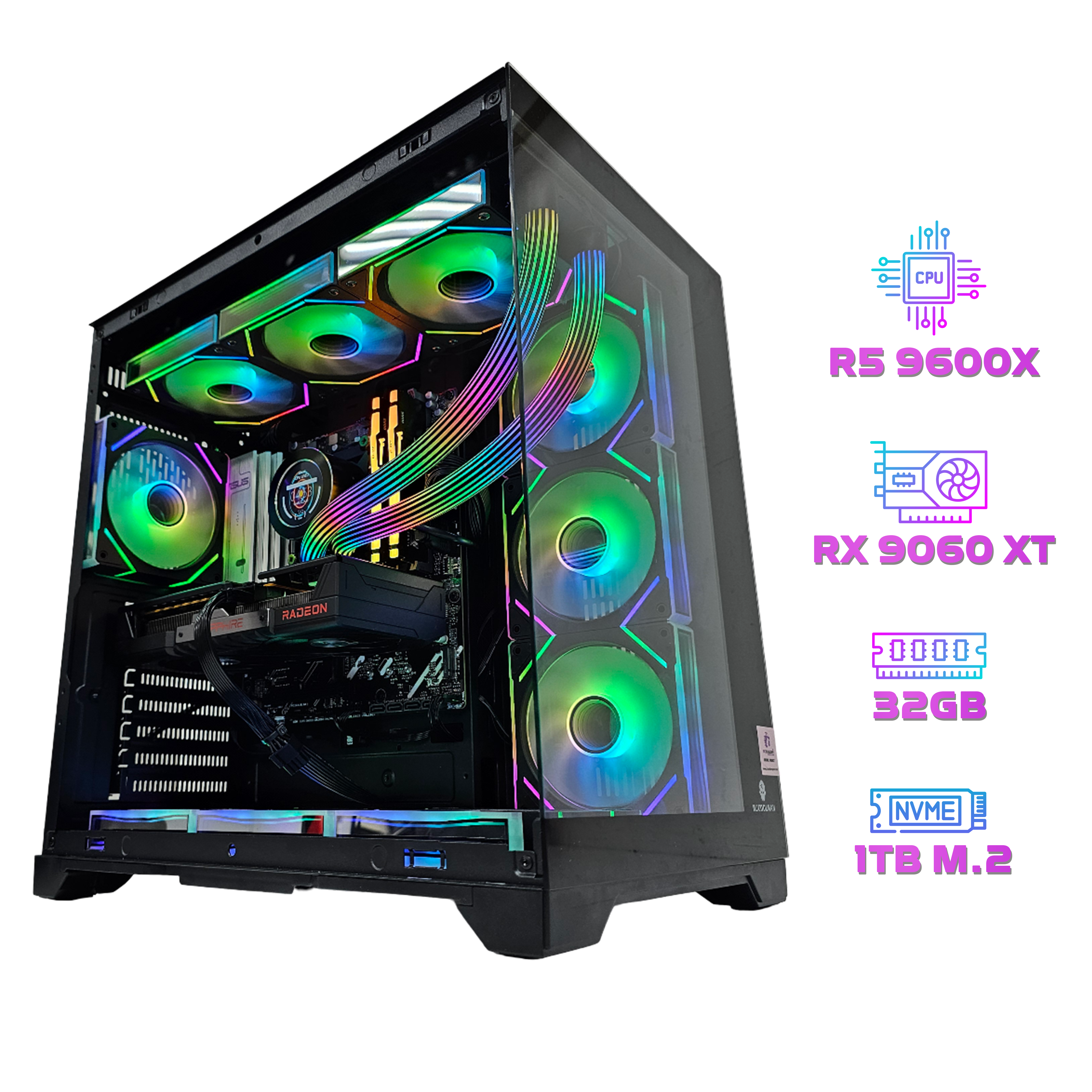 PRO GAMING PC 197 AMD Radeon RX 9060 XT OC 8GB - AMD Ryzen 5 9600X - بي سي ألعاب ممتاز