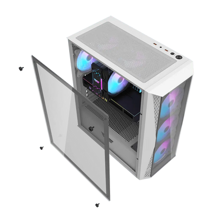 Darkflash DK352 PLUS Luxury ATX/MATX/ITX Gaming case With Pre-Installed 4 ARGB Fans - white - كيس