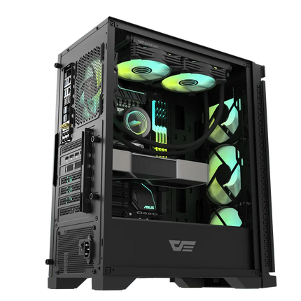 Darkflash DK361 ATX Mesh Type Gaming PC Case With Pre-Installed 4 ARGB Fans - black - كيس