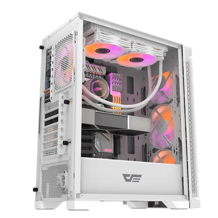 Darkflash DK361 ATX Mesh Type Gaming PC Case With Pre-Installed 4 ARGB Fans - white - كيس