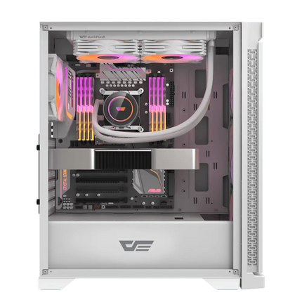 Darkflash DK361 ATX Mesh Type Gaming PC Case With Pre-Installed 4 ARGB Fans - white - كيس