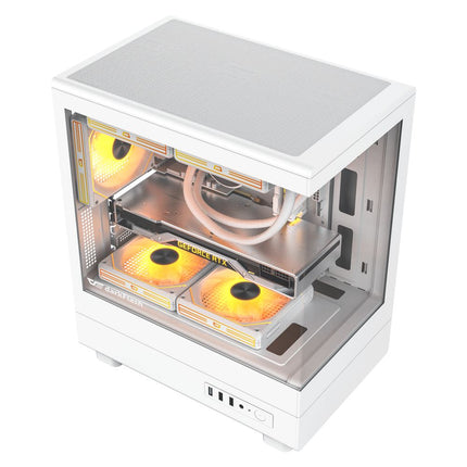 Darkflash DB330M M-ATX Case - 4 ARGB Fans - White - كيس