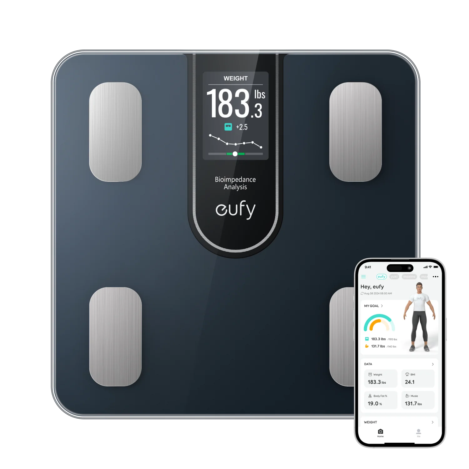 Anker Eufy Smart Scale C20, Body Composition Scale, BMI, Bluetooth, 16 Health Metrics - BlacK - ميزان ذكي Anker Eufy Smart Scale C20, Body Composition Scale, BMI, Bluetooth, 16 Health Metrics - BlacK - ميزان ذكي