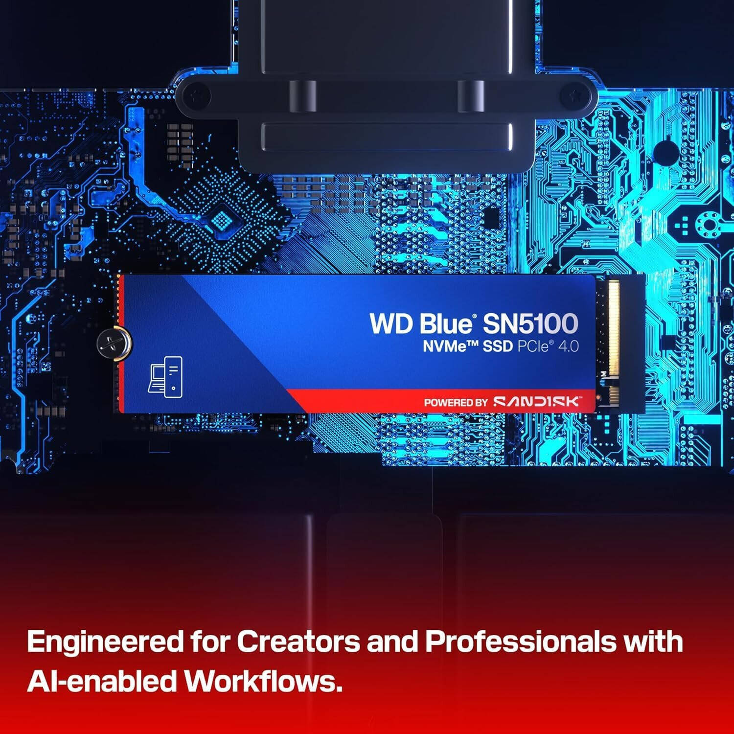 WD Blue SN5100 1TB NVMe SSD M.2 2280 PCIe Gen 4.0 Up to 7,100MB/s for PC/Laptops - مساحة تخزين