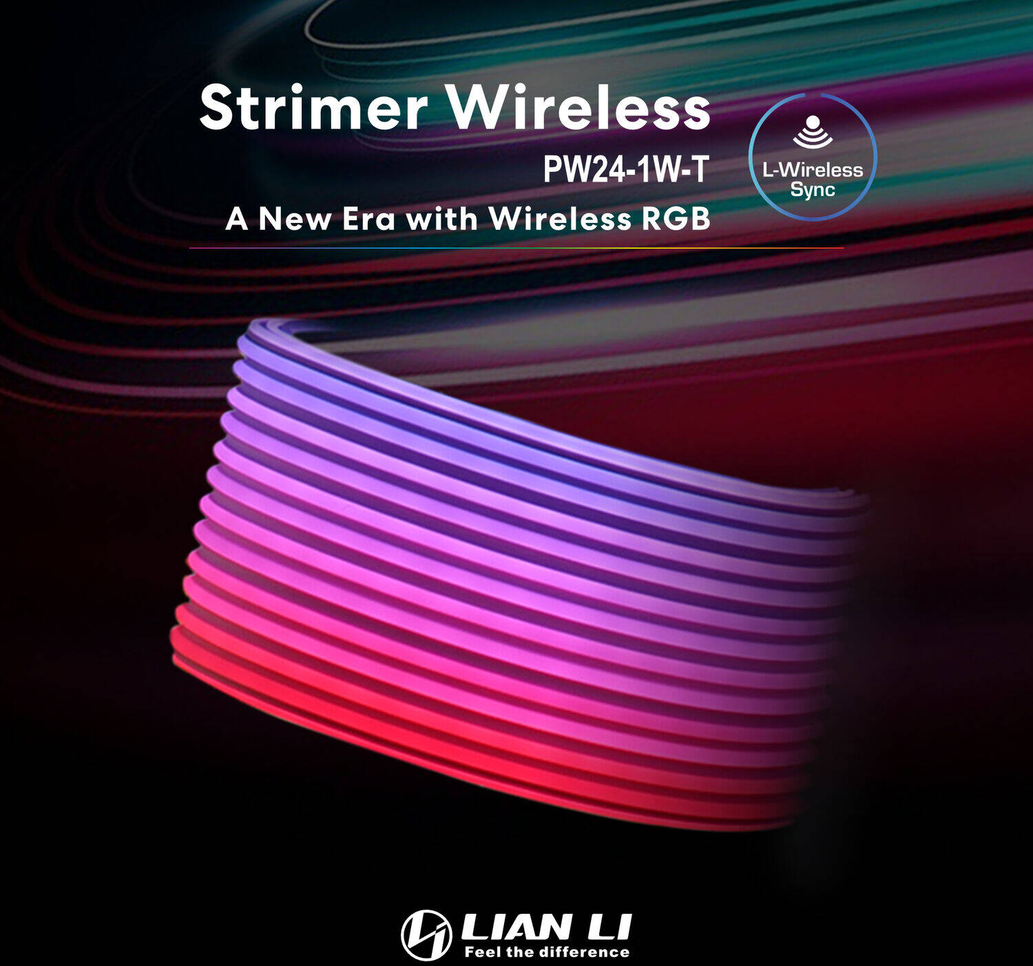 Lian Li Strimer Wireless 24-Pin ARGB Motherboard Extension Cable, 260mm Cable Length, 12 Light Guides, 132x ARGB LEDs, Silicone & TPE Material, Wireless Controller NOT Included & Required