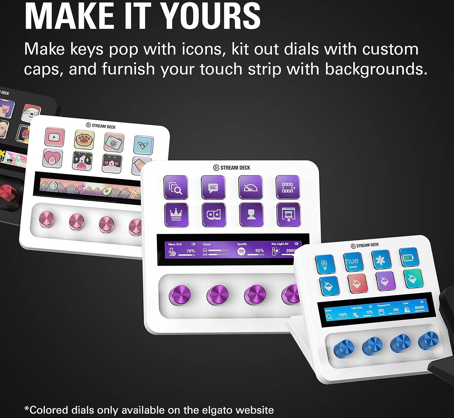 Elgato Stream Deck +, Audio Mixer, Production Console and Studio Controller for Content Creators, Streaming, Gaming, with customizable touch strip dials and LCD keys, works with Mac and PC - WHITE - مكسر صوت معه ستريم