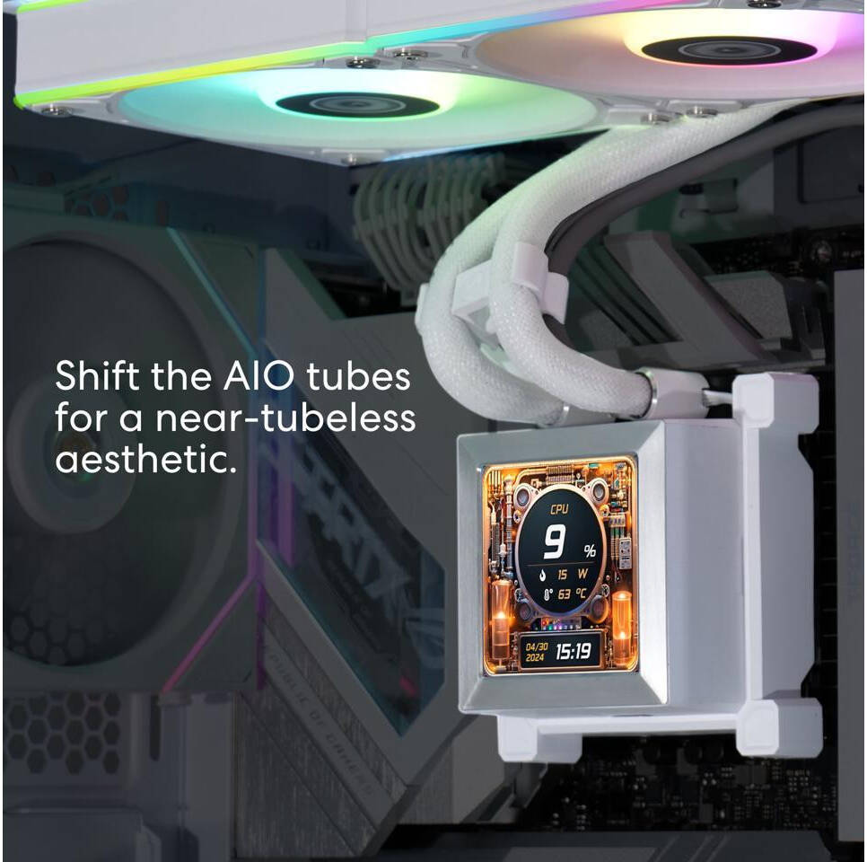 Lian Li HydroShift LCD 360mm RGB Liquid Cooler - White - مبرد مع شاشه