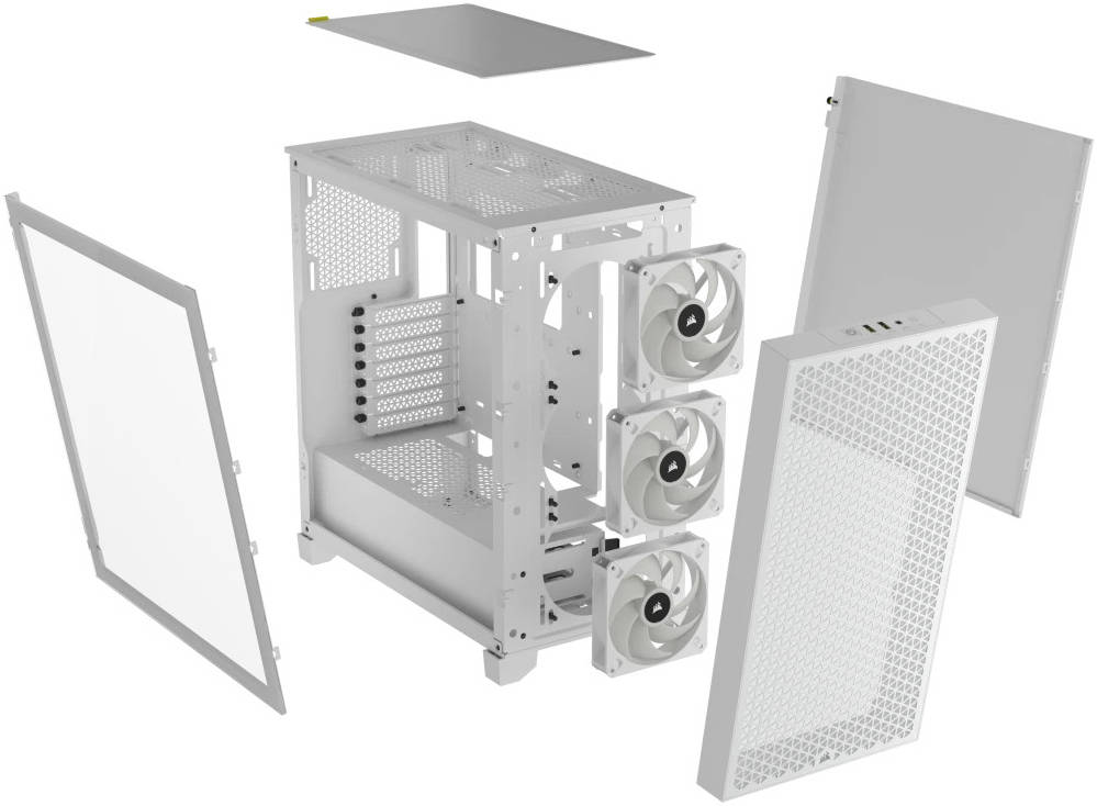 Corsair 3000D RGB AIRFLOW Tempered Glass Gaming Case (3x AR120 Fans Included) White - كيس أبيض