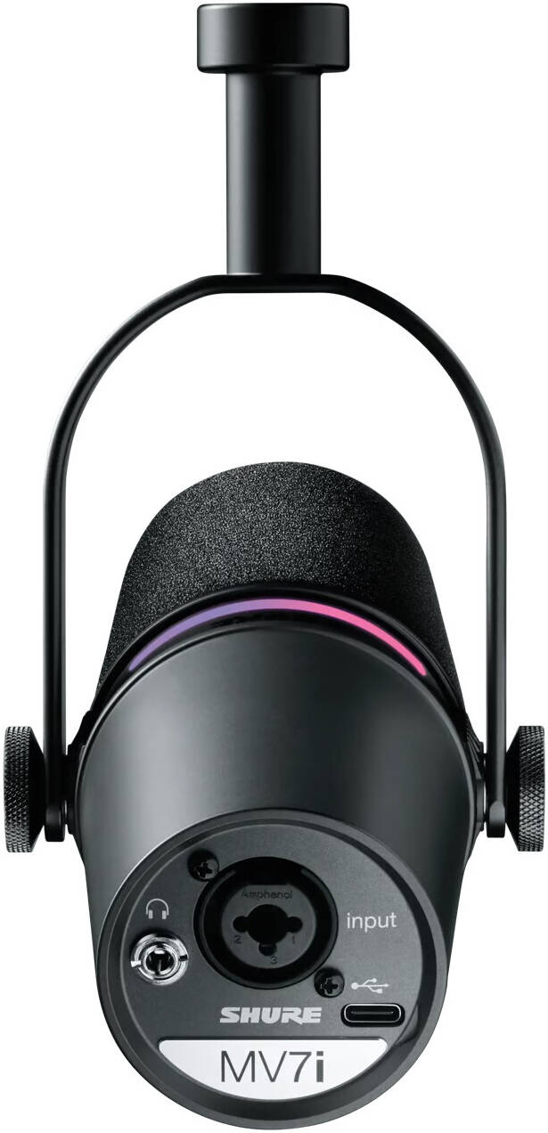 Shure MV7i Smart Microphone & Interface, Dynamic Auto Level Mode, Advanced DSP Features, Customizable LED Touch Panel, Multiple Recording Modes, Mac, Windows, iOS, and Android Compatible, Black | MV7i - مايك أحترافي