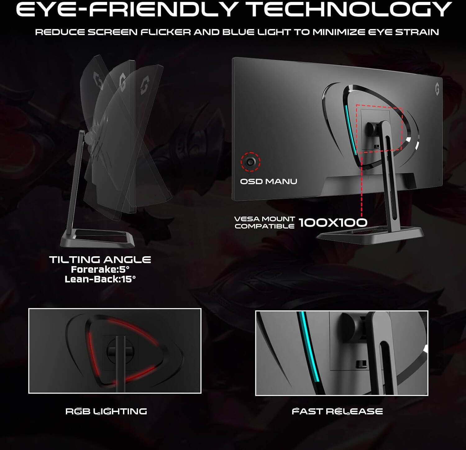 GAMEON GOC34WQHD100VA Curved Gaming Monitor 2K 100Hz34