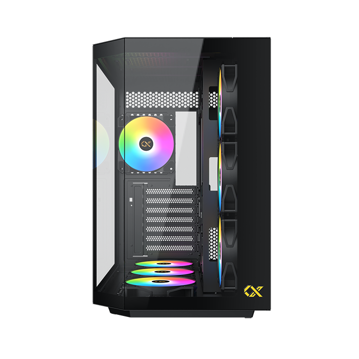 Xigmatek Cubi II black with 7 ARGB Lights,USB-C CASE- كيس العاب للكمبيوتر أسود