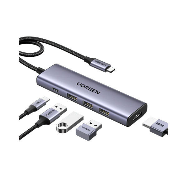 UGREEN USB-C To HDMI+3*USB 3.0 A+PD Power Converter -موزع يو اس بي