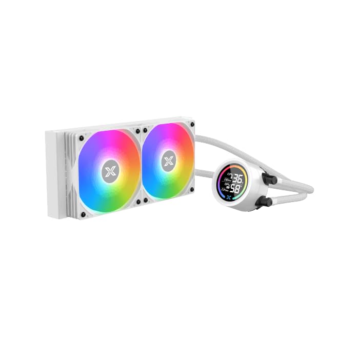 Xigmatek LK 240 Digital Arctic 240mm AIO Liquid CPU Cooler with Real-Time Display & ARGB Fans - White - مبرد مائي أبيض