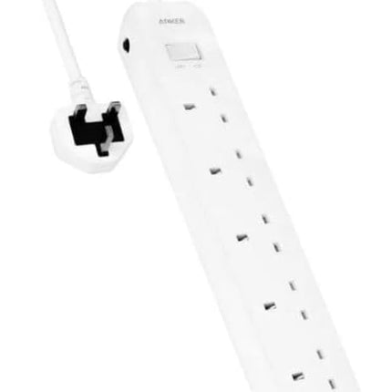 Anker Power Strip, 6 Outlets, 2 Meters With SAFTY , White - موزع كهربه 6 في 1 مع نضام أمان