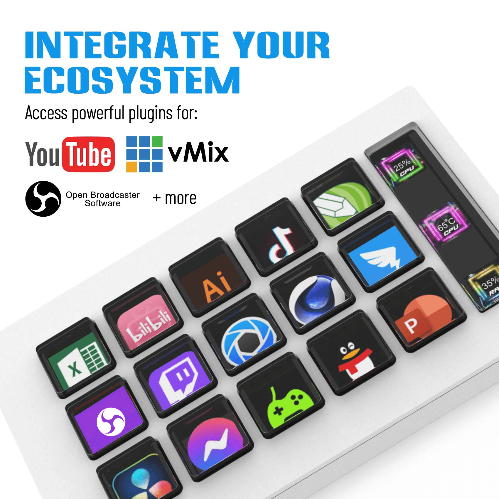 Visuals Keyboard Streaming Stream Deck Mini Visual Keyboard 15Keys Stream Deck LCD Button Live Co ...