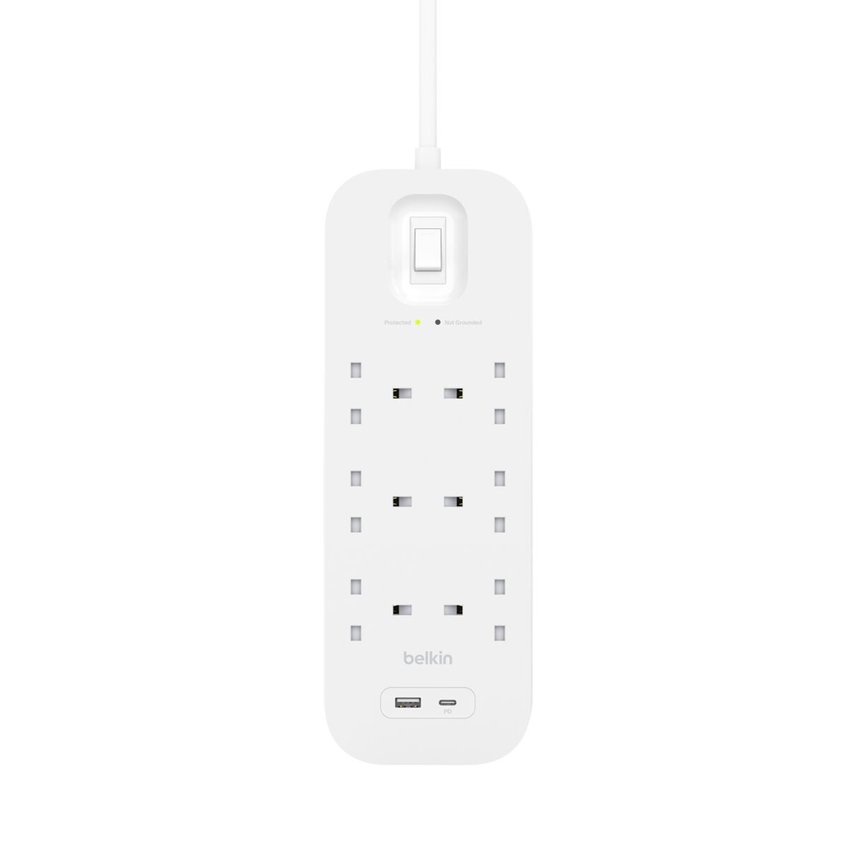 Belkin 6-Outlet Surge Protector with USB-C & USB-A Ports 18W, 2m Cord, 650J, White