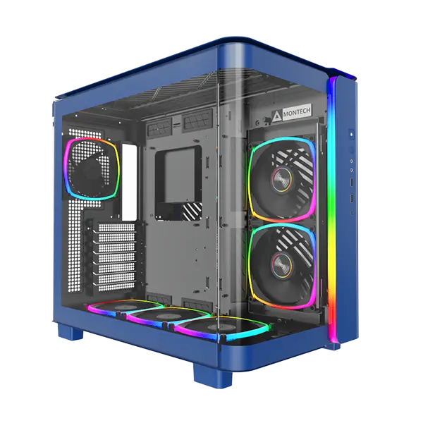 Montech KING 95 PRO Computer 6x Pre-Installed Fans, Up to 360mm Radiator Support Blue Case - كيس ازرق Montech KING 95 PRO Computer 6x Pre-Installed Fans, Up to 360mm Radiator Support Blue Case - كيس ازرق