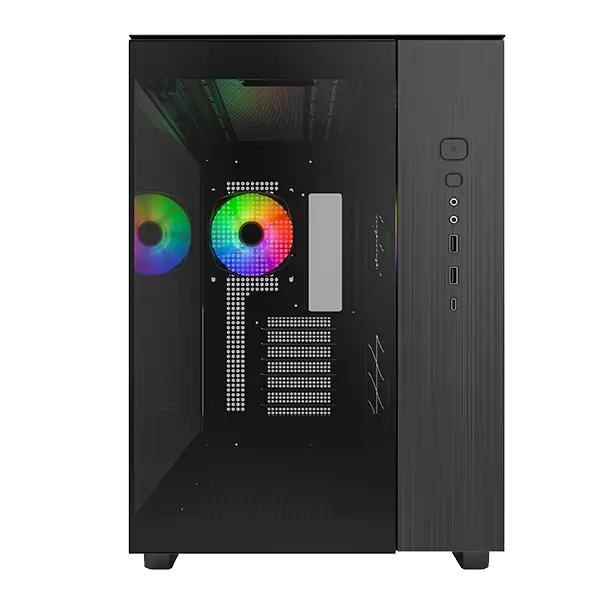 Montech KING 65 PRO ATX Computer Case, 3x ARGB PWM Pre-Installed Fans, Black  - كيس