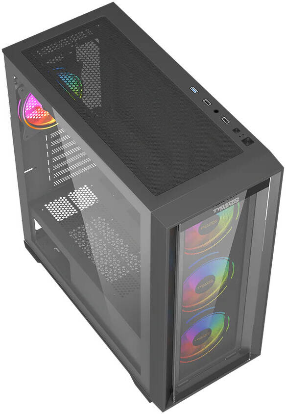 Twisted Minds Storm Rider Mid Tower Gaming PC Case Black with (4 ARGB Fans Included)  - كيس
