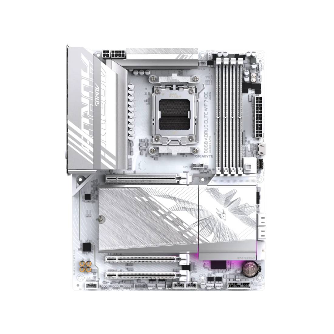 GIGABYTE B850 AORUS ELITE WIFI7 ICE AM5 ATX Motherboard, DDR5, PCIe 5.0, WiFi 7, White