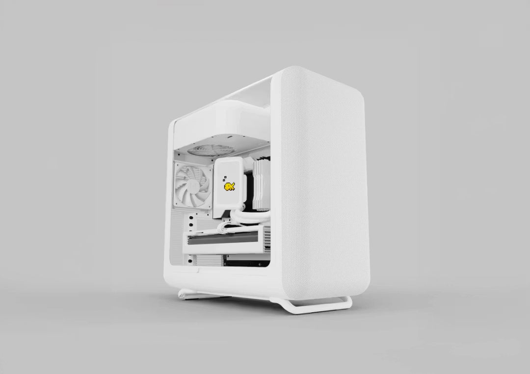 HYTE X50 Modern Performance ATX Mid-Tower PC Gaming Case Snow White, Curved Glass, High-Airflow Design - كيس ابيض