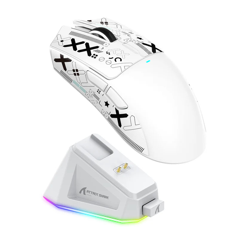 ATTACK SHARK X11 Wireless Gaming Mouse with Charging Dock White - ماوس قيمنق وايرليس