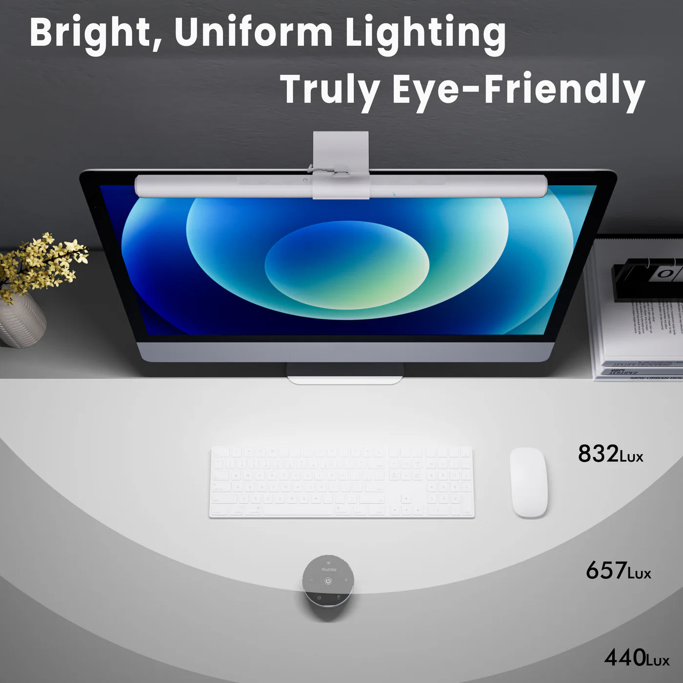 Quntis Monitor Light Bar Pro, Dual Control Wireless Remote , Touch Control, Eye Protection white - شريط إضائة للشاشة