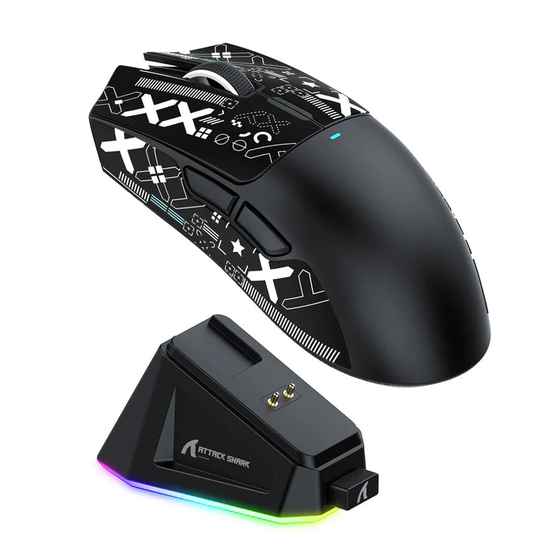ATTACK SHARK X11 Wireless Gaming Mouse with Charging Dock Black - ماوس قيمنق وايرليس