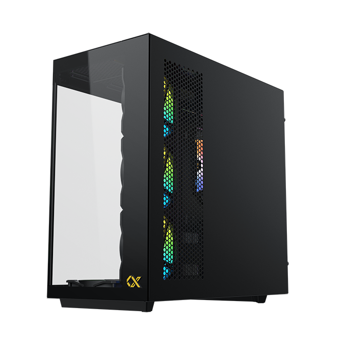 Xigmatek Cubi II black with 7 ARGB Lights,USB-C CASE- كيس العاب للكمبيوتر أسود
