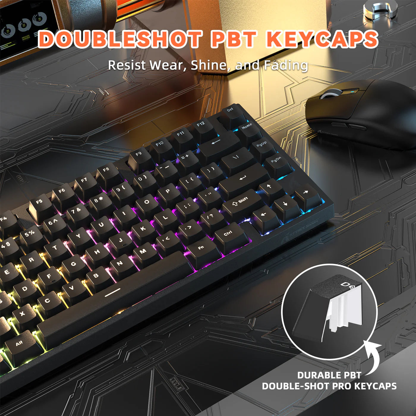 ATTACK SHARK R82 HE Rapid Trigger Keyboard Magnetic Switch with 0.005MM RT Black - كيبورد مغناطيسي أسود