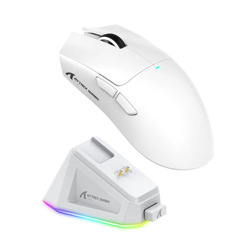 ATTACK SHARK X11 Wireless Gaming Mouse with Charging Dock White - ماوس قيمنق وايرليس