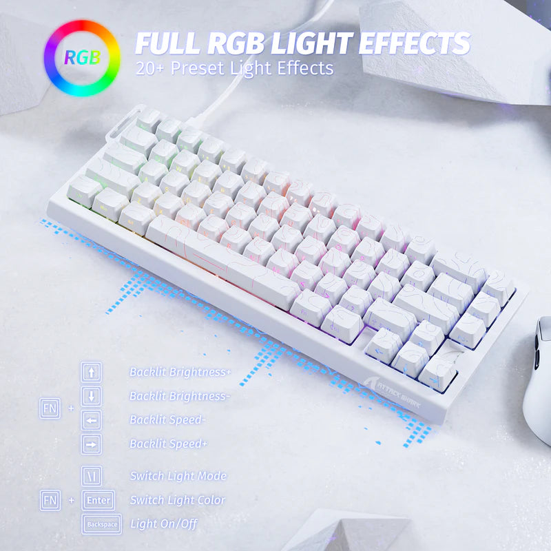 ATTACK SHARK X68 HE Rapid Trigger 60% Keyboard Magnetic Switch White Line - كيبورد مغناطيسي
