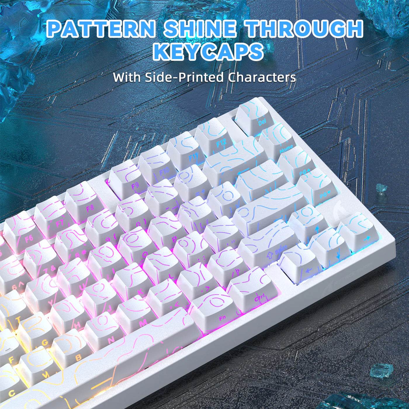 ATTACK SHARK R82 HE Rapid Trigger Keyboard Magnetic Switch with 0.005MM RT White Contours - كيبورد مغناطيسي أبيض