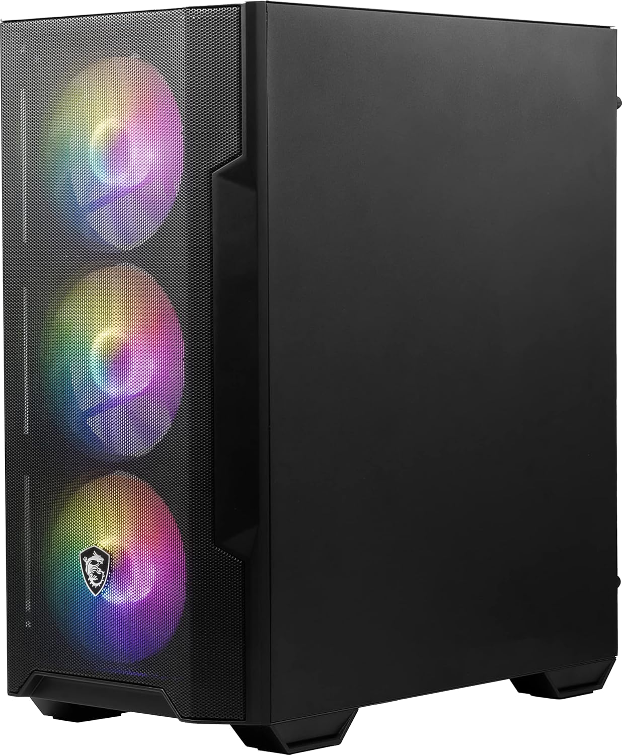 MSI MAG Forge M100R Micro Tower PC Case | Up to mATX | 4 X 120mm ARGB Fans Pre-Installed | Tempered Glass Side Panel | Magnetic Dust Filter - Black- كيس