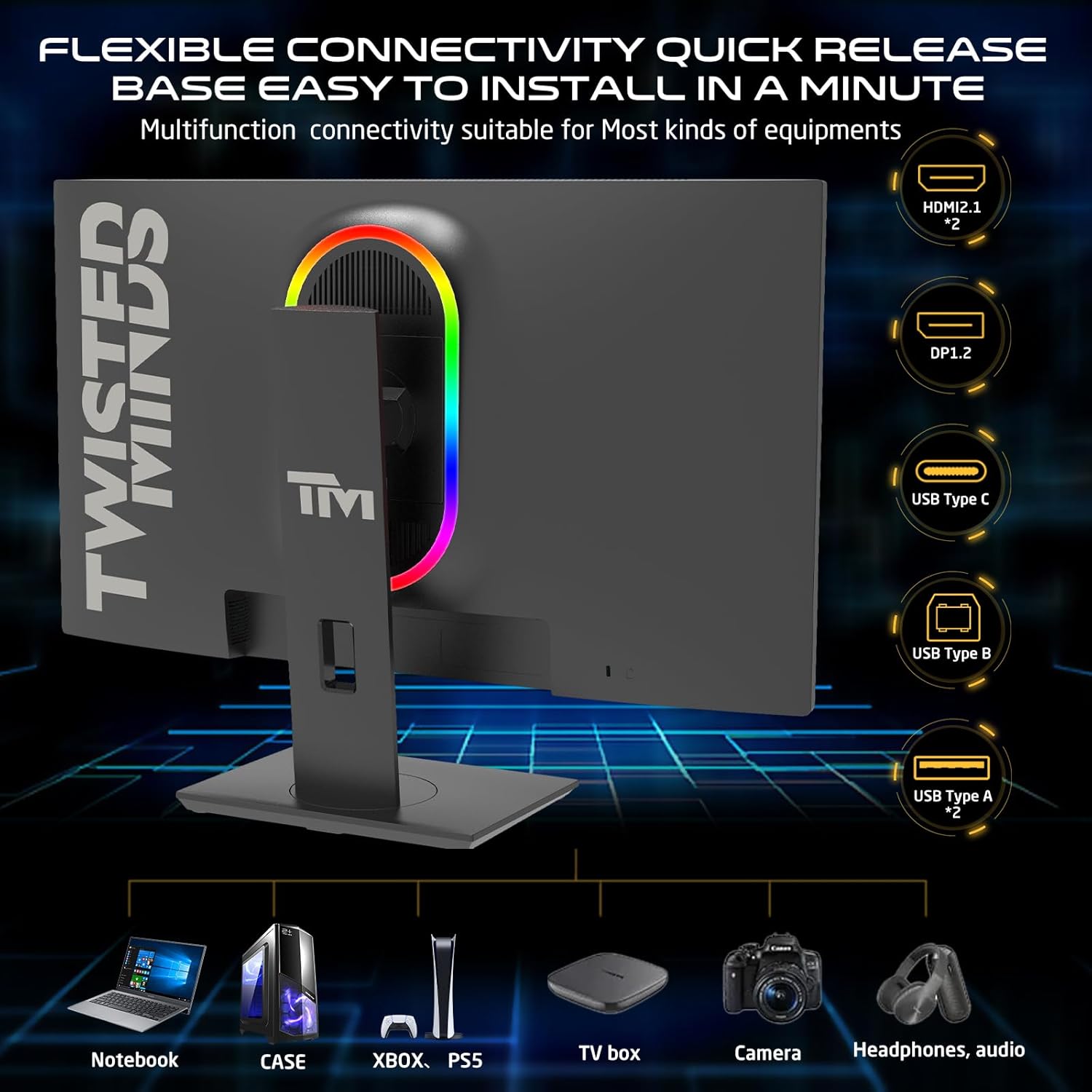 Twisted Minds 28'' UHD 4K, 144Hz, 1ms, Gaming Monitor 3840x2160 Resolution, 90% DCI-P3, RGB, HDMI 2.1, - TM28EUI - شاشة ألعاب