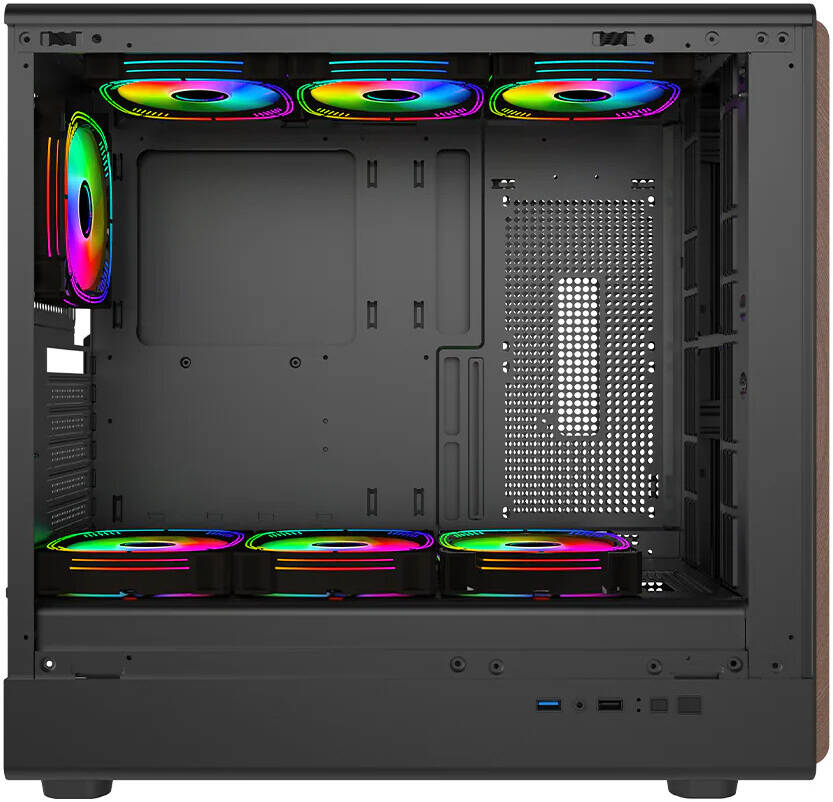 GAMEON Timber Midnight Series Mid Tower Gaming Case, ( 7x 120mm Pre-Installed ARGB+PWM Fans ) , 360mm Radiator Support - كيس