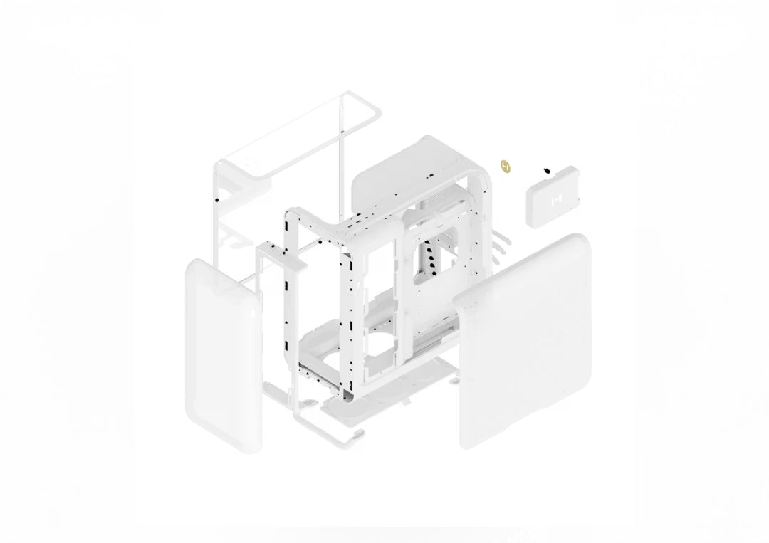 HYTE X50 Modern Performance ATX Mid-Tower PC Gaming Case Snow White, Curved Glass, High-Airflow Design - كيس ابيض