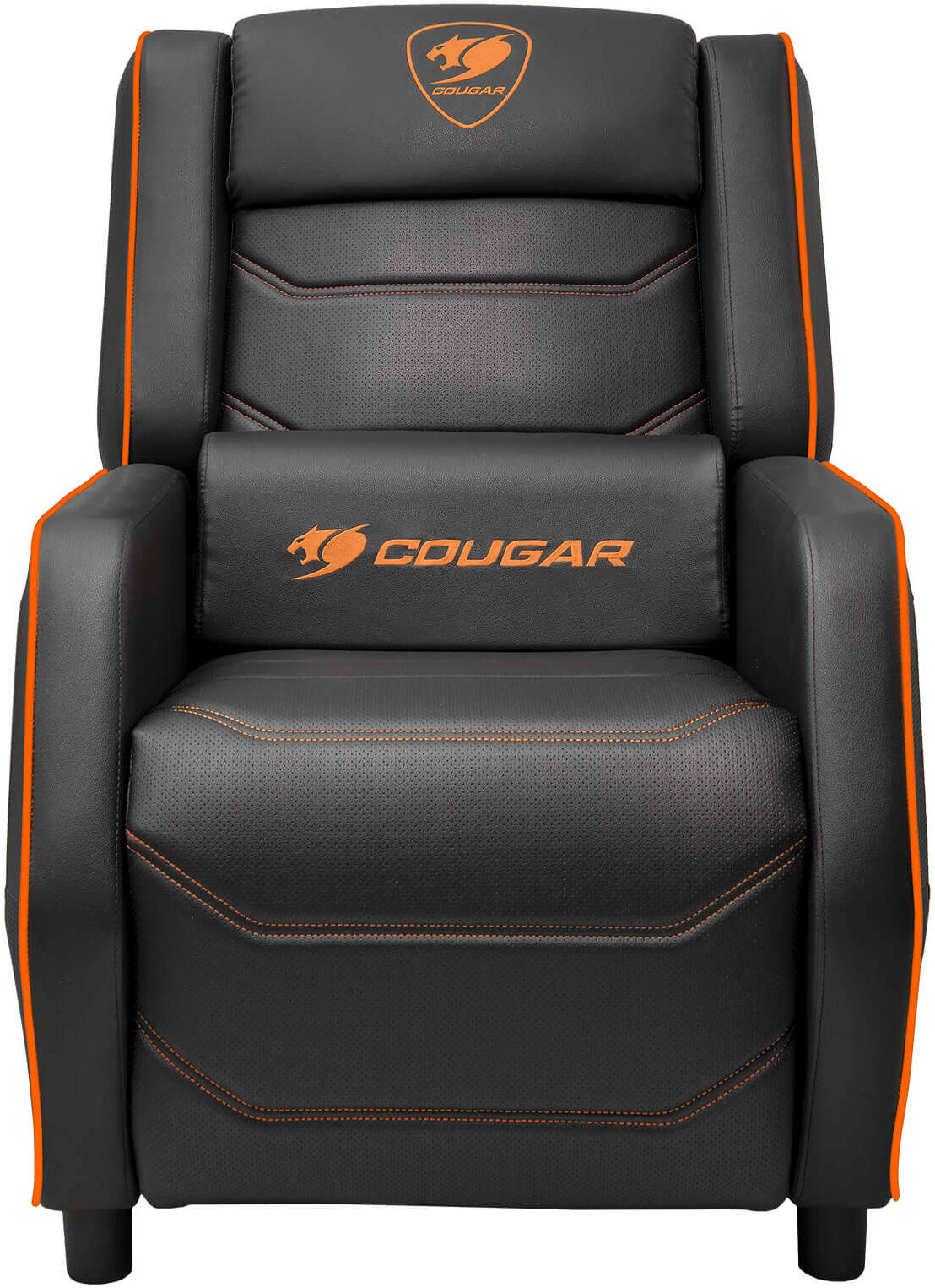 Cougar Ranger S Gaming Sofa, Side Storage Pocket, Breathable PVC Leather, Headrest Lumbar Pillow, Adjustable Design, Up to 160Kg Weight Capcity, Black/Orange - كرسي للقيمنق
