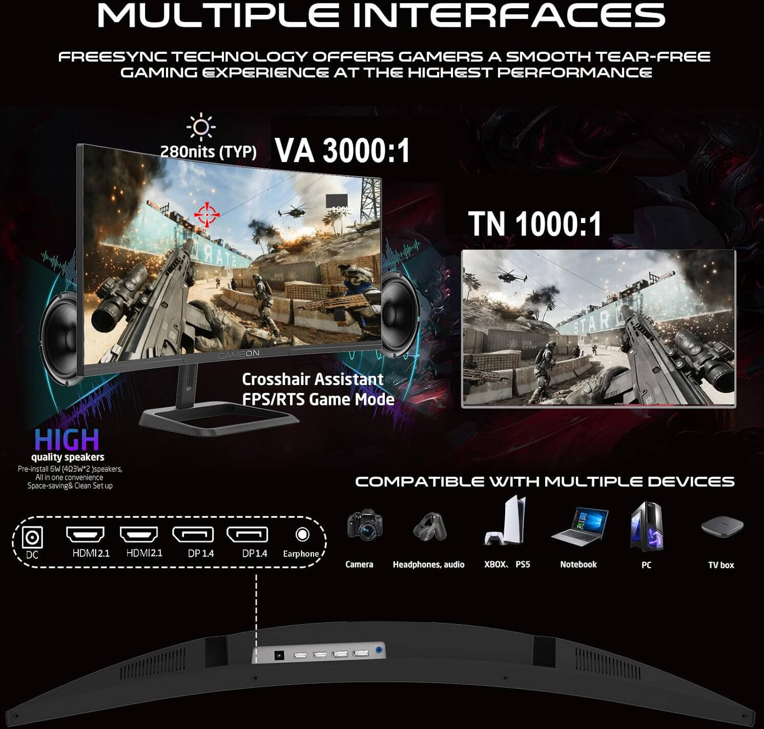 GAMEON GOC34WQHD100VA Curved Gaming Monitor 2K 100Hz34