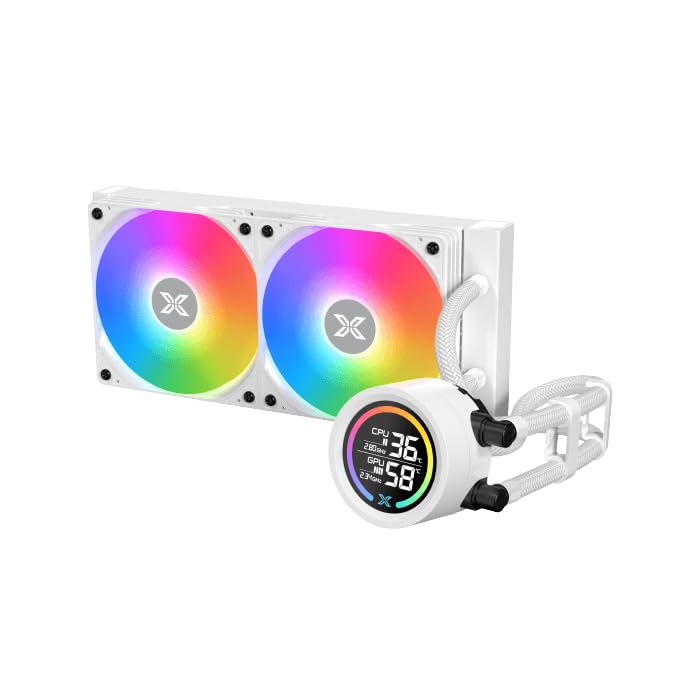 Xigmatek LK 240 Digital Arctic 240mm AIO Liquid CPU Cooler with Real-Time Display & ARGB Fans - White - مبرد مائي أبيض