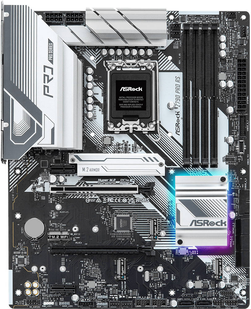 ASRock Z790 Pro RS LGA1700 ATX Motherboard, Intel Z790 Chipset, 4x 2 Channel DDR5 128GB Max - لوحه الام