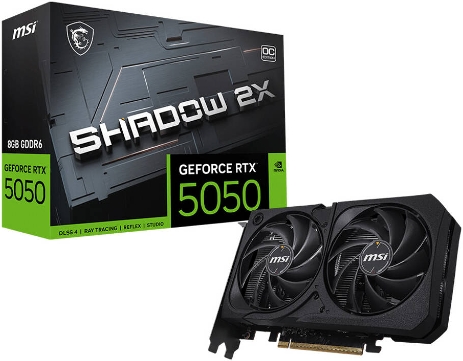 MSI GeForce RTX 5050 8G SHADOW 2X OC 8GB Graphics Card, GDDR6 - كرت شاشه MSI GeForce RTX 5050 8G SHADOW 2X OC 8GB Graphics Card, GDDR6 - كرت شاشه