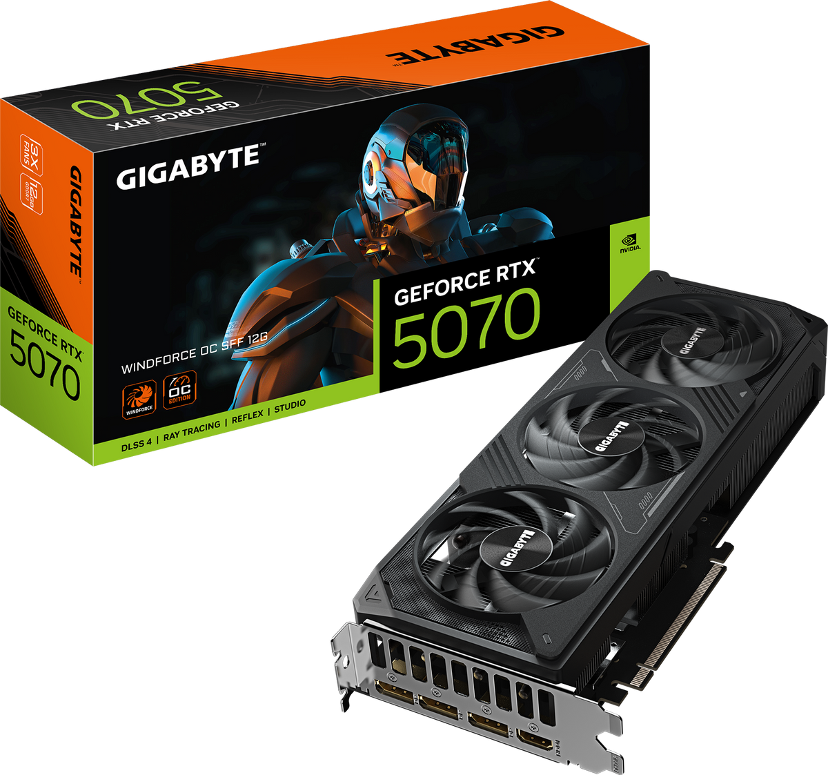 GIGABYTE GeForce RTX 5070 WINDFORCE OC SFF 12GB GDDR7 Graphics Card, DLSS 4, Triple Fan